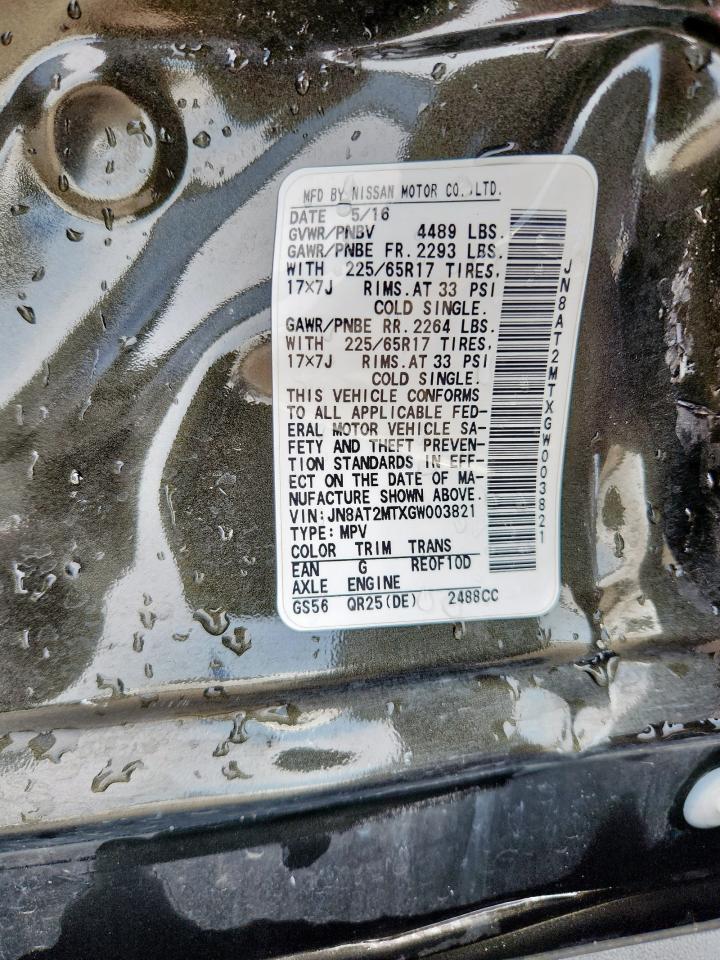 2016 Nissan Rogue S VIN: JN8AT2MTXGW003821 Lot: 71702185