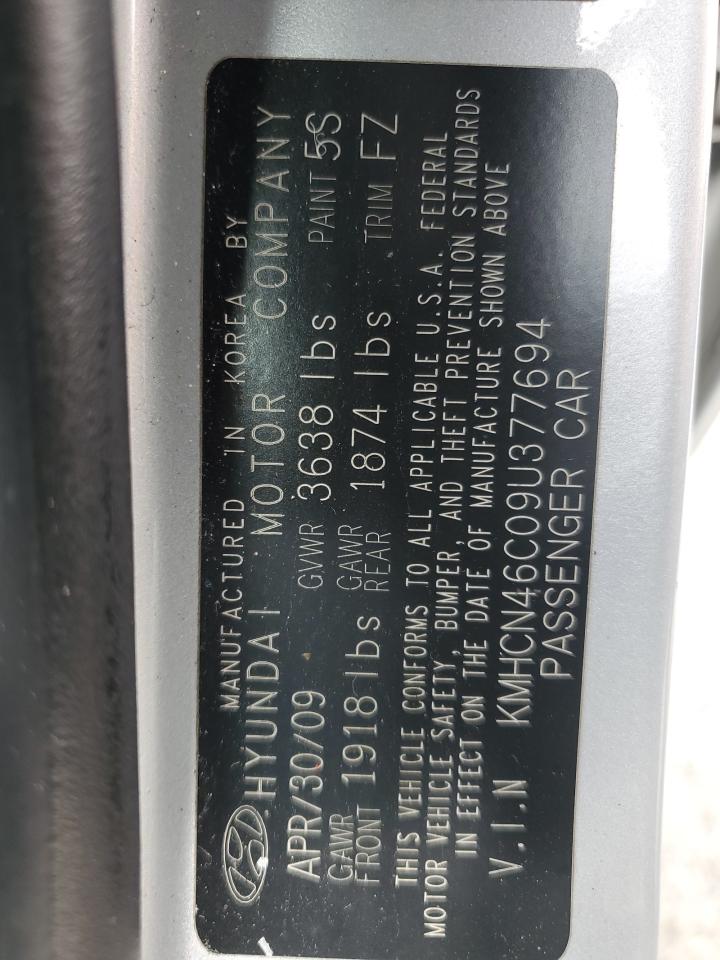 2009 Hyundai Accent Gls VIN: KMHCN46C09U377694 Lot: 82127205