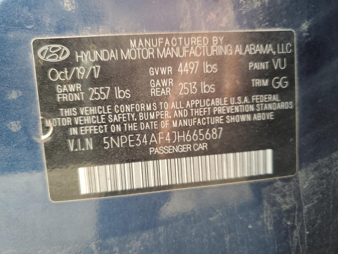 2018 Hyundai Sonata Sport VIN: 5NPE34AF4JH665687 Lot: 80164285