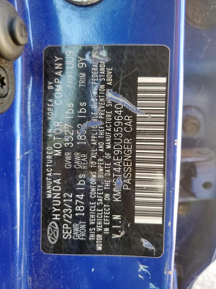 2013 Hyundai Accent Gls VIN: KMHCT4AE9DU359640 Lot: 84293735