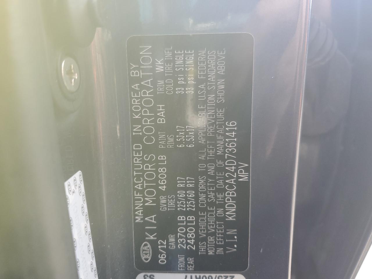 2013 Kia Sportage Lx VIN: KNDPBCA24D7361416 Lot: 81298595