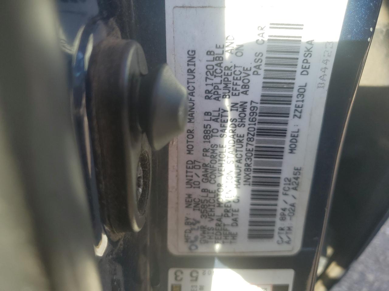 2008 Toyota Corolla Ce VIN: 1NXBR30E78Z016997 Lot: 80143185