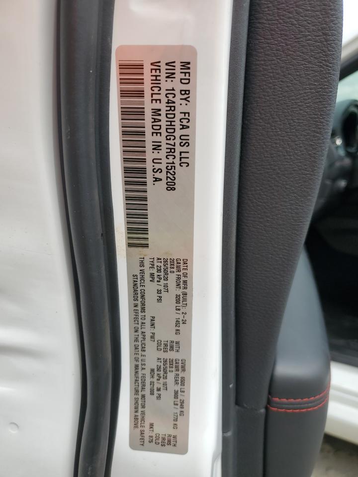 2024 Dodge Durango Gt VIN: 1C4RDHDG7RC152208 Lot: 71147805