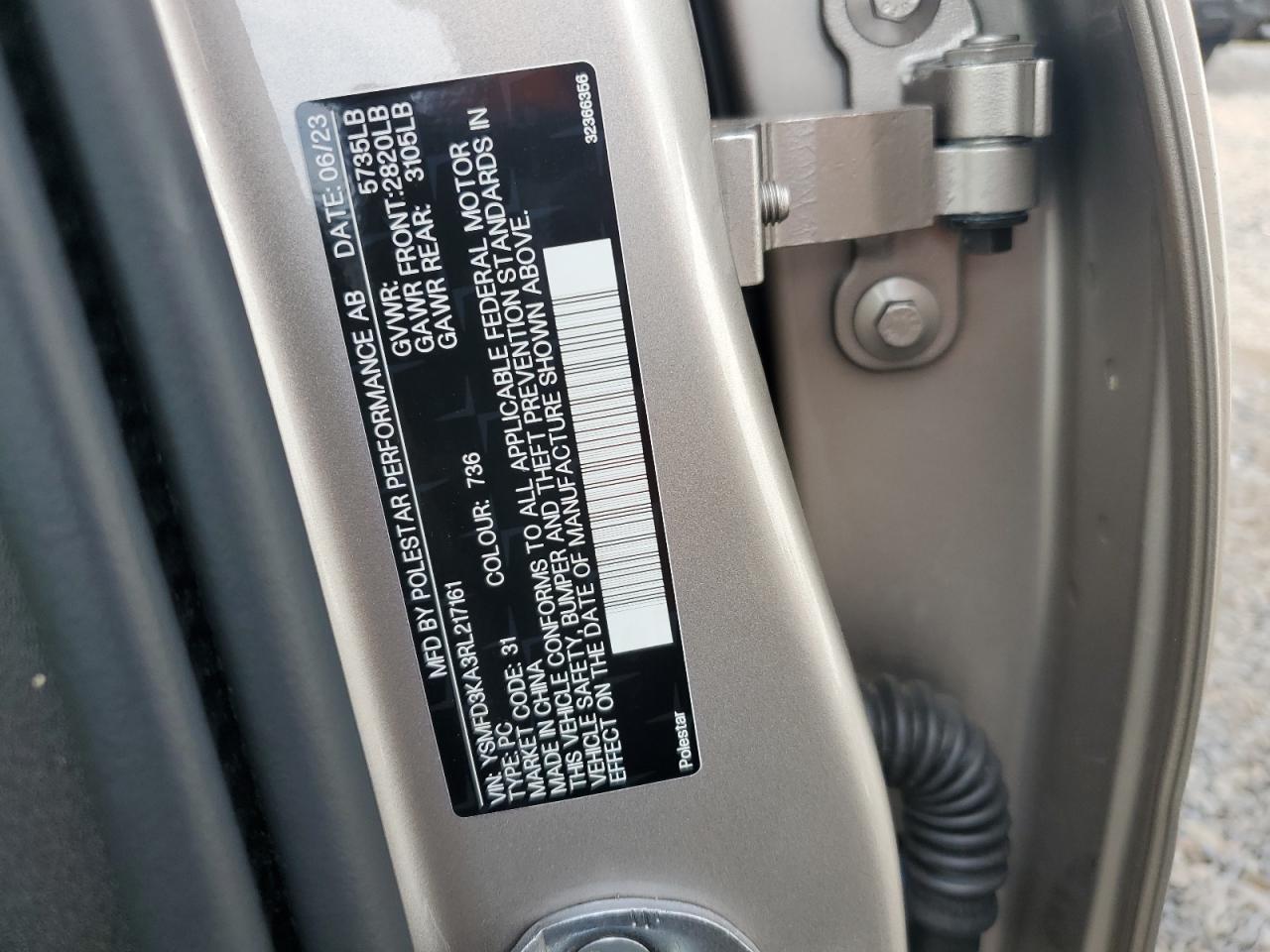 2024 Polestar 2 VIN: YSMFD3KA3RL217161 Lot: 80431545