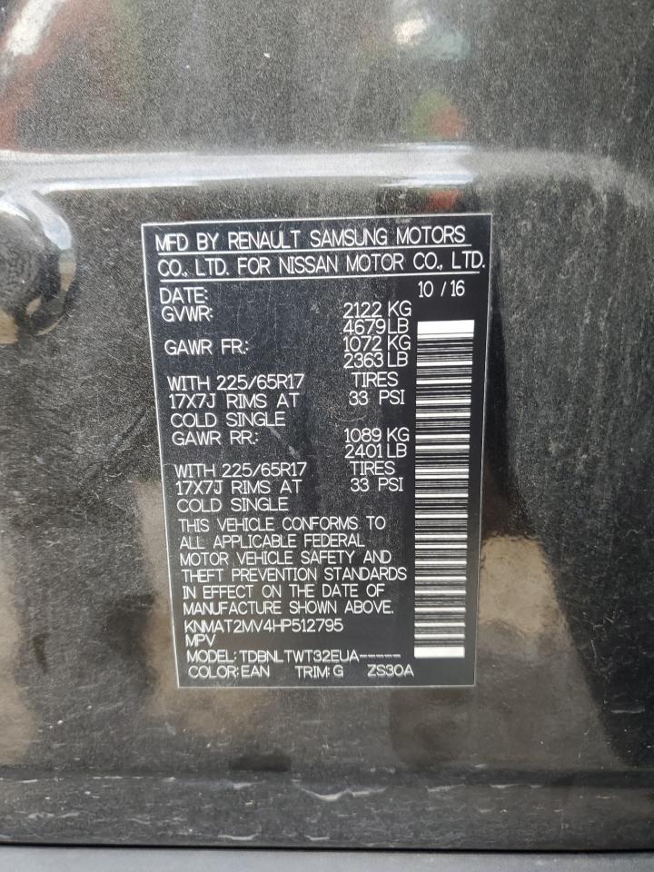 2017 Nissan Rogue S VIN: KNMAT2MV4HP512795 Lot: 84885835