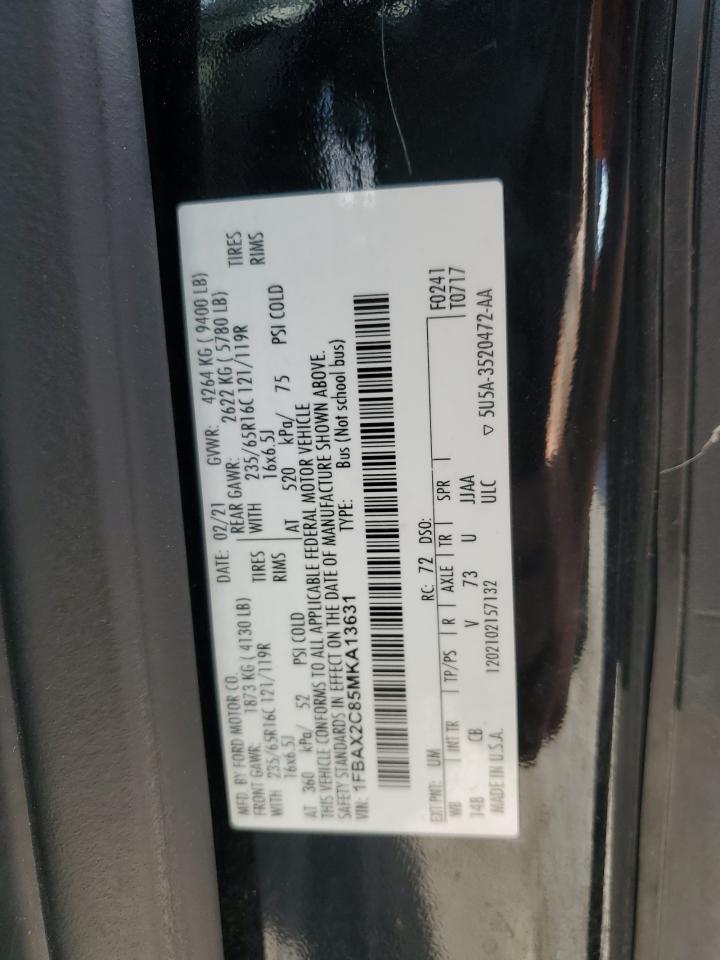 2021 Ford Transit T-350 VIN: 1FBAX2C85MKA13631 Lot: 80624185