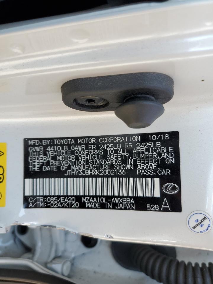 2019 Lexus Ux 200 VIN: JTHY3JBHXK2002136 Lot: 70274545