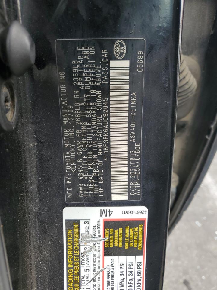 2010 Toyota Camry Base VIN: 4T1BF3EK6AU092045 Lot: 81881545