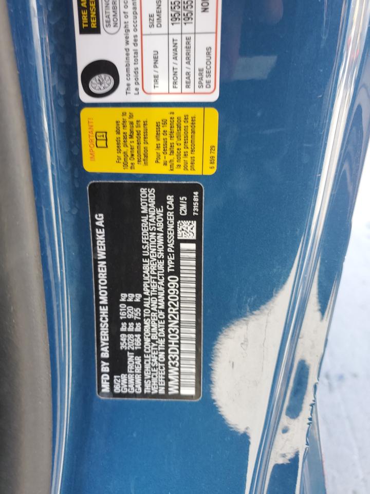 2022 Mini Cooper VIN: WMW33DH03N2R20990 Lot: 80755925