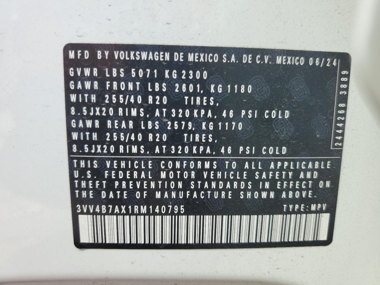 2024 Volkswagen Tiguan Sel R-Line Black VIN: 3VV4B7AX1RM140795 Lot: 81207915