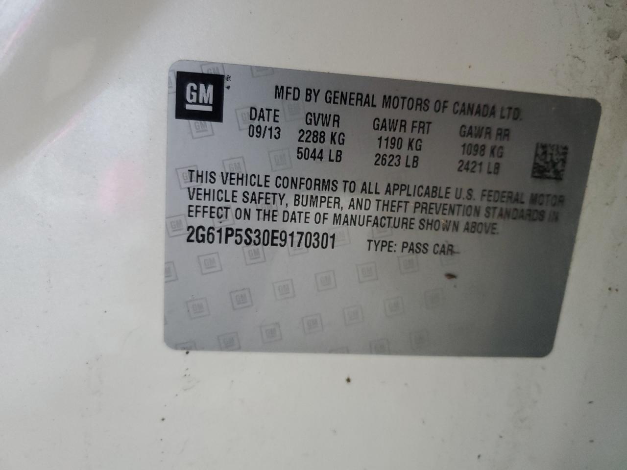 2014 Cadillac Xts Premium Collection VIN: 2G61P5S30E9170301 Lot: 80137925