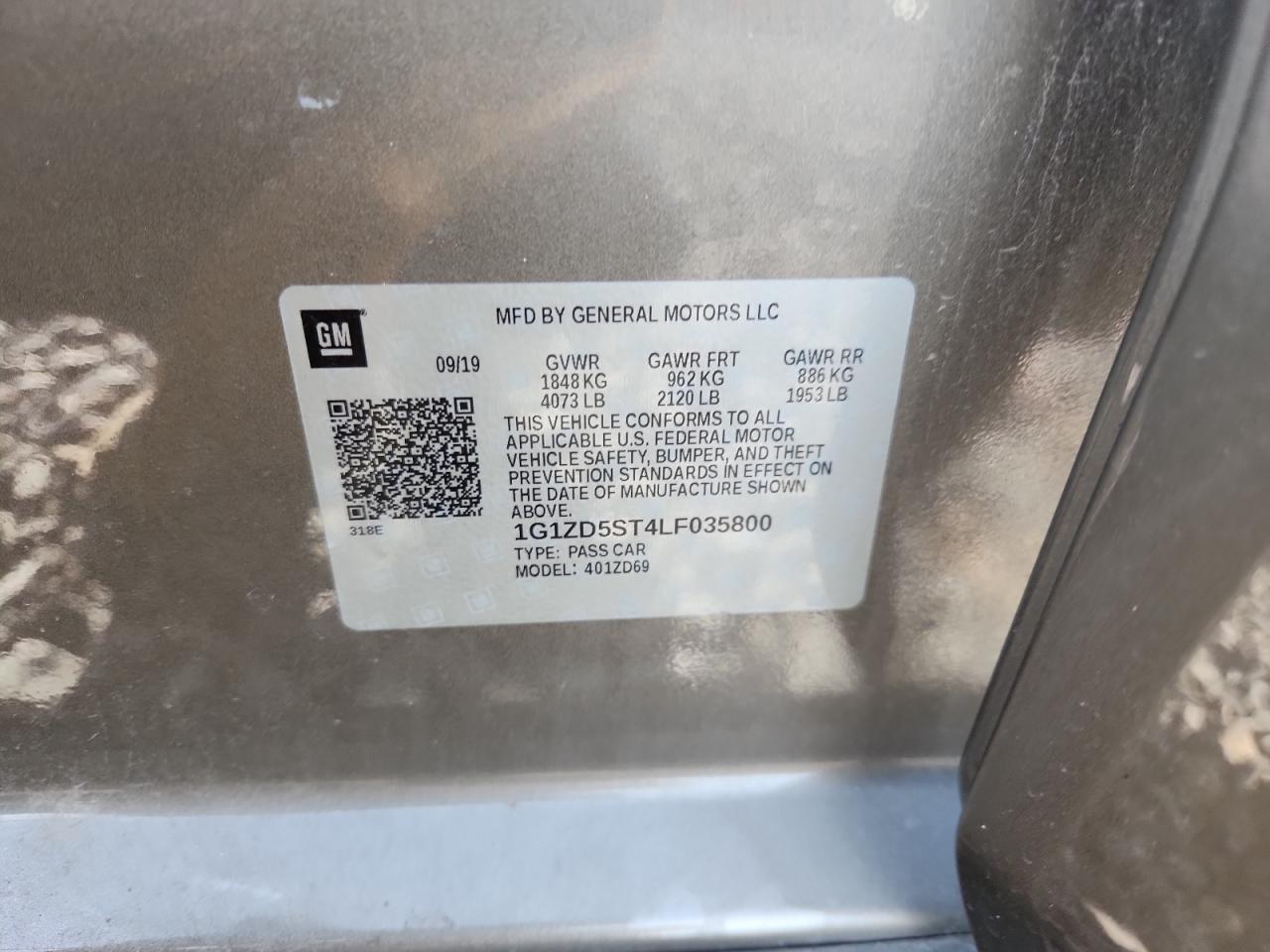 2020 Chevrolet Malibu Lt VIN: 1G1ZD5ST4LF035800 Lot: 81762135