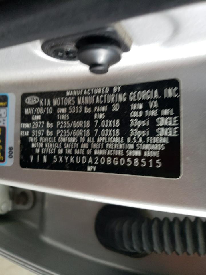 2011 Kia Sorento Ex VIN: 5XYKUDA20BG058515 Lot: 83780305