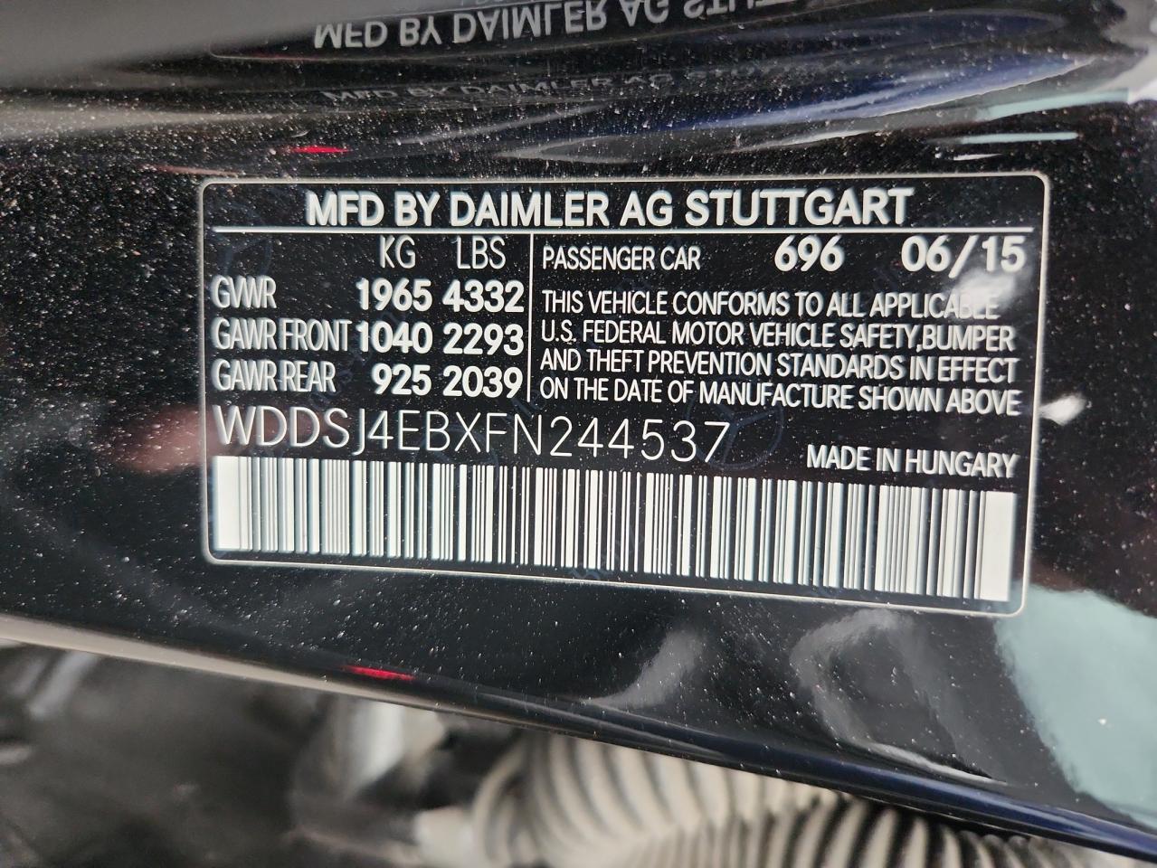 2015 Mercedes-Benz Cla 250 VIN: WDDSJ4EBXFN244537 Lot: 71679965