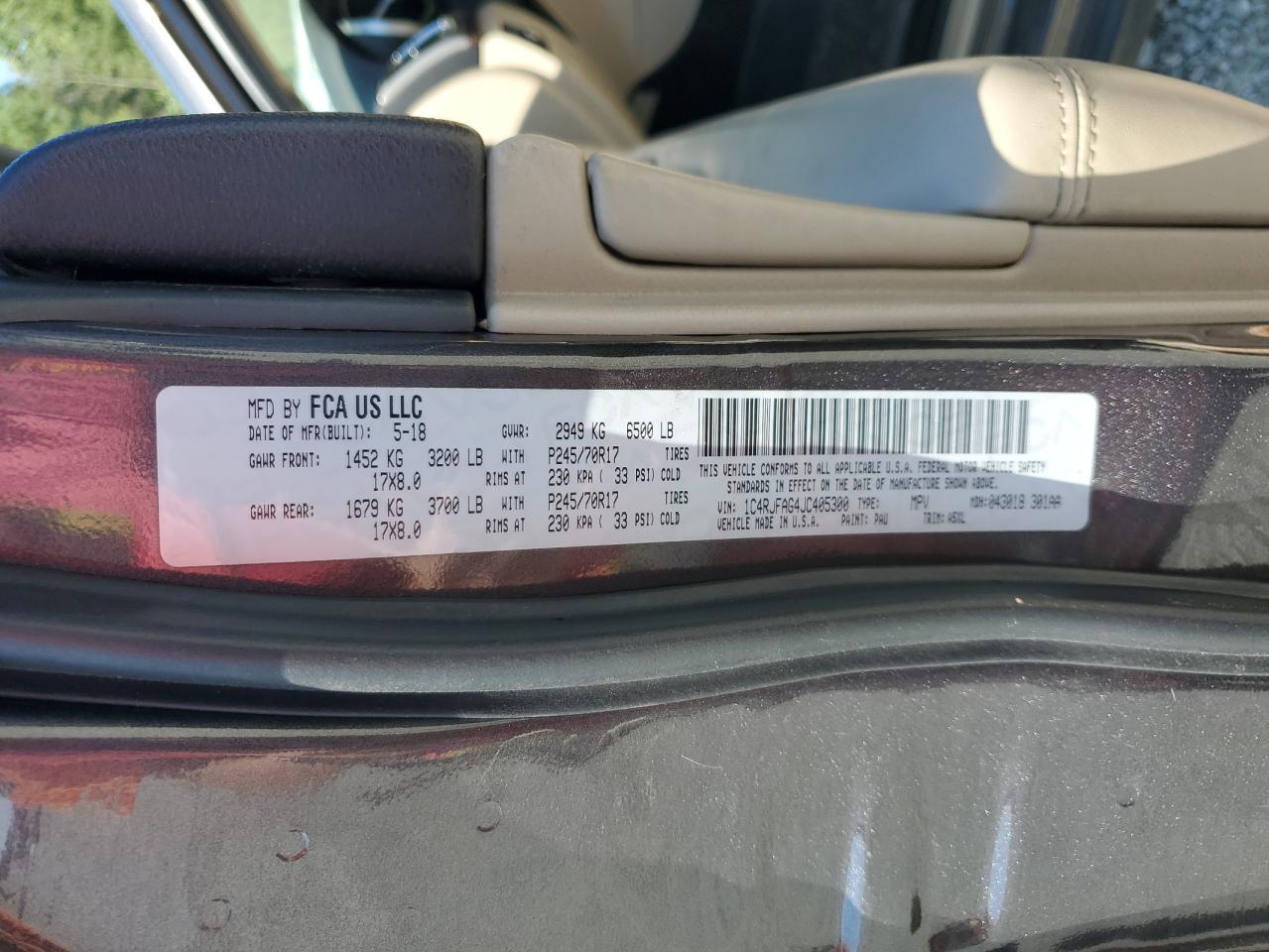 2018 Jeep Grand Cherokee Laredo VIN: 1C4RJFAG4JC405300 Lot: 70443305