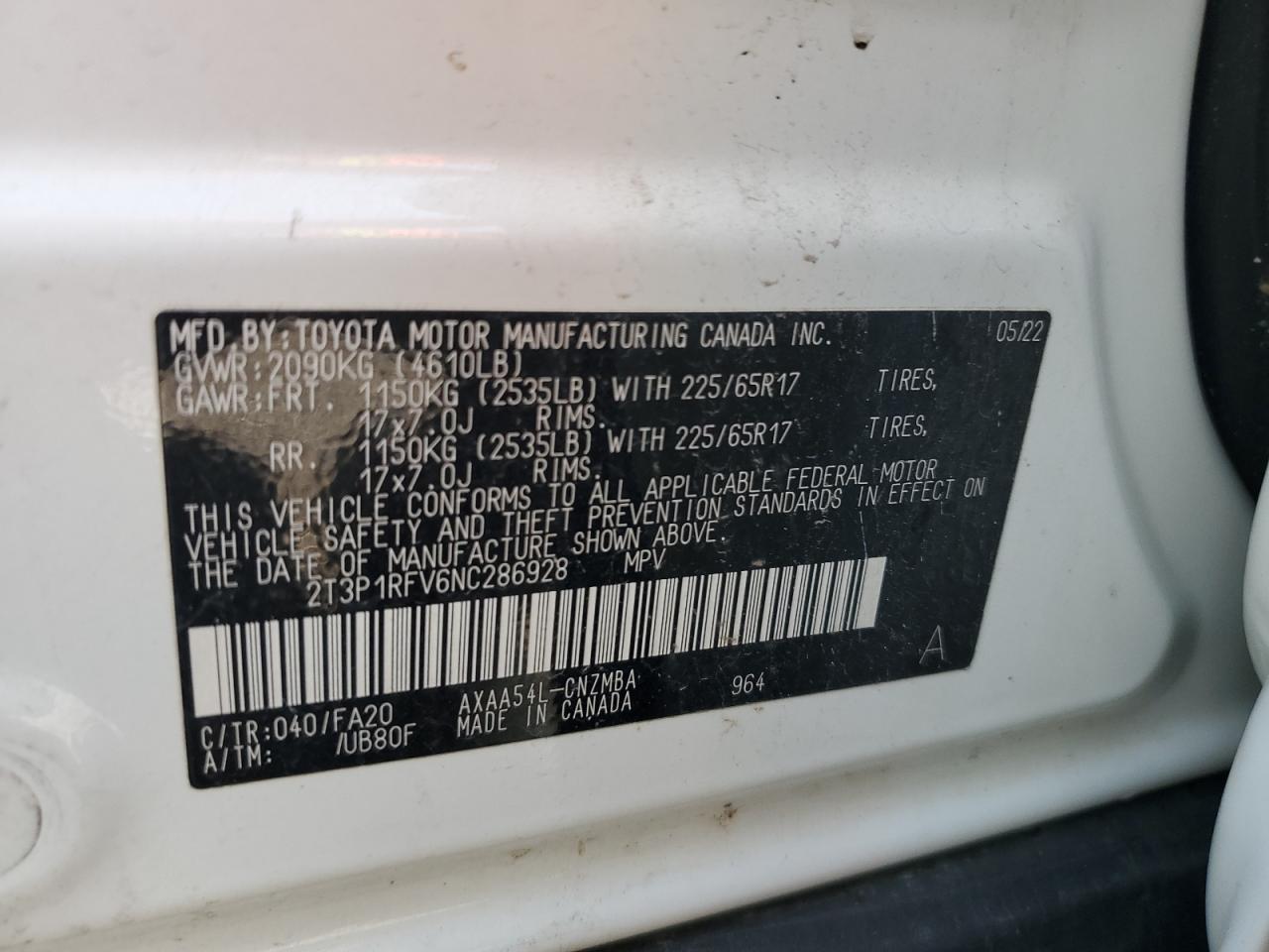 2022 Toyota Rav4 Xle VIN: 2T3P1RFV6NC286928 Lot: 71688115