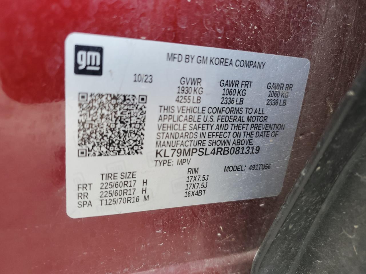 2024 Chevrolet Trailblazer Lt VIN: KL79MPSL4RB081319 Lot: 81006775