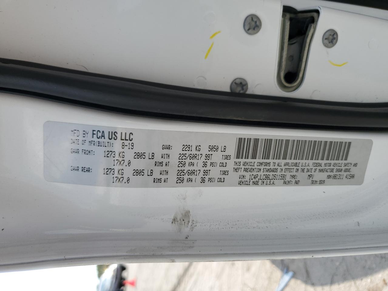 2020 Jeep Cherokee Latitude VIN: 1C4PJLCB6LD511591 Lot: 80072625