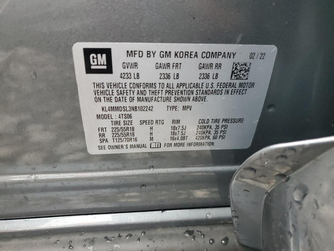 2022 Buick Encore Gx Select VIN: KL4MMDSL3NB102242 Lot: 81478335
