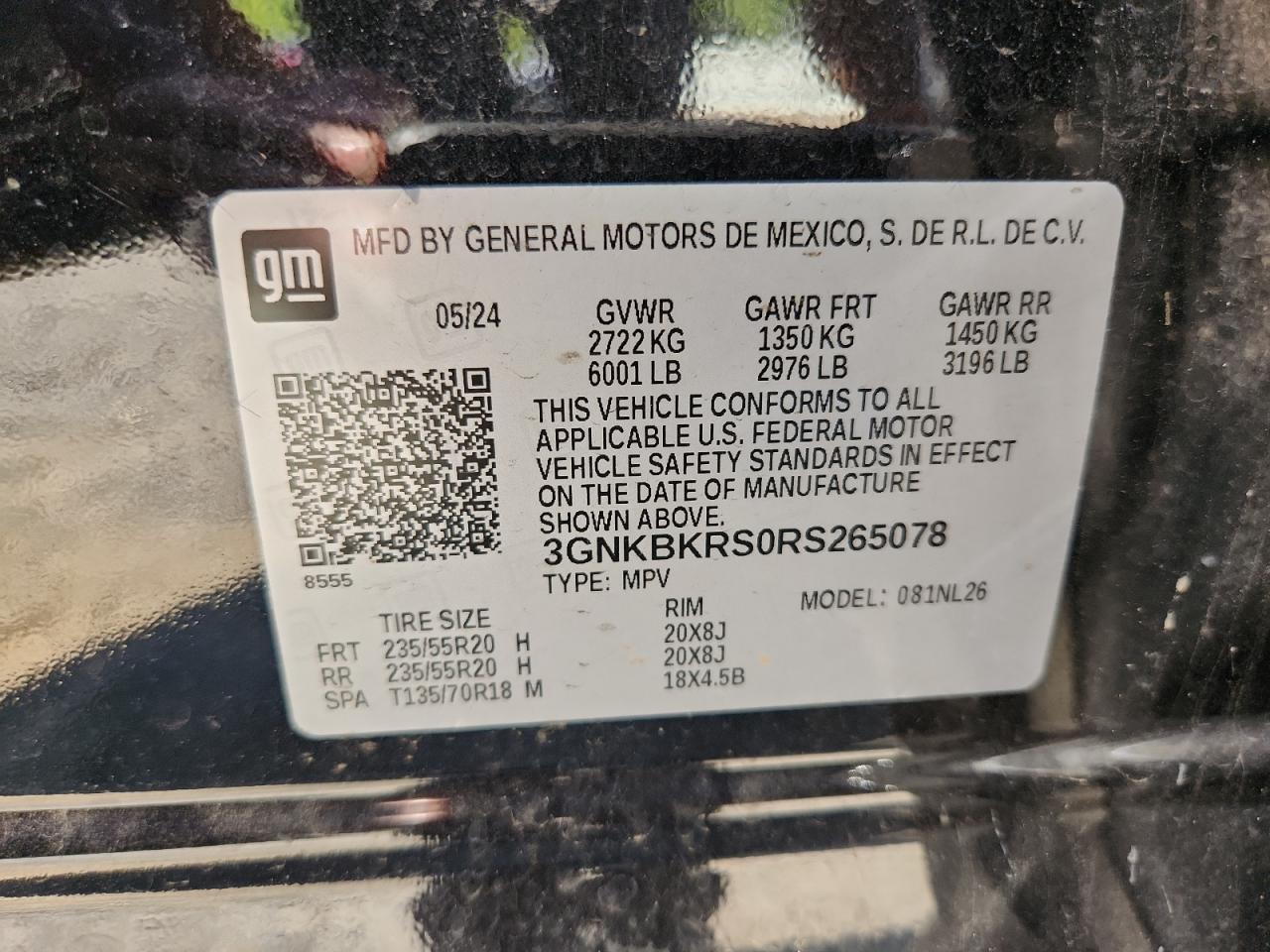 2024 Chevrolet Blazer Rs VIN: 3GNKBKRS0RS265078 Lot: 71986765