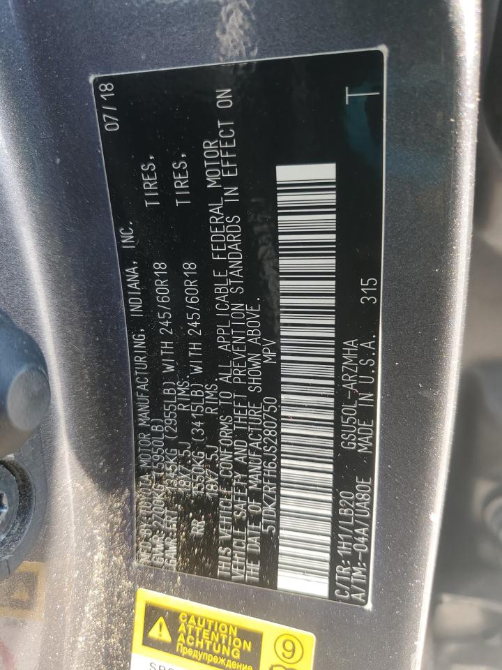 2018 Toyota Highlander Se VIN: 5TDKZRFH6JS280750 Lot: 81468485