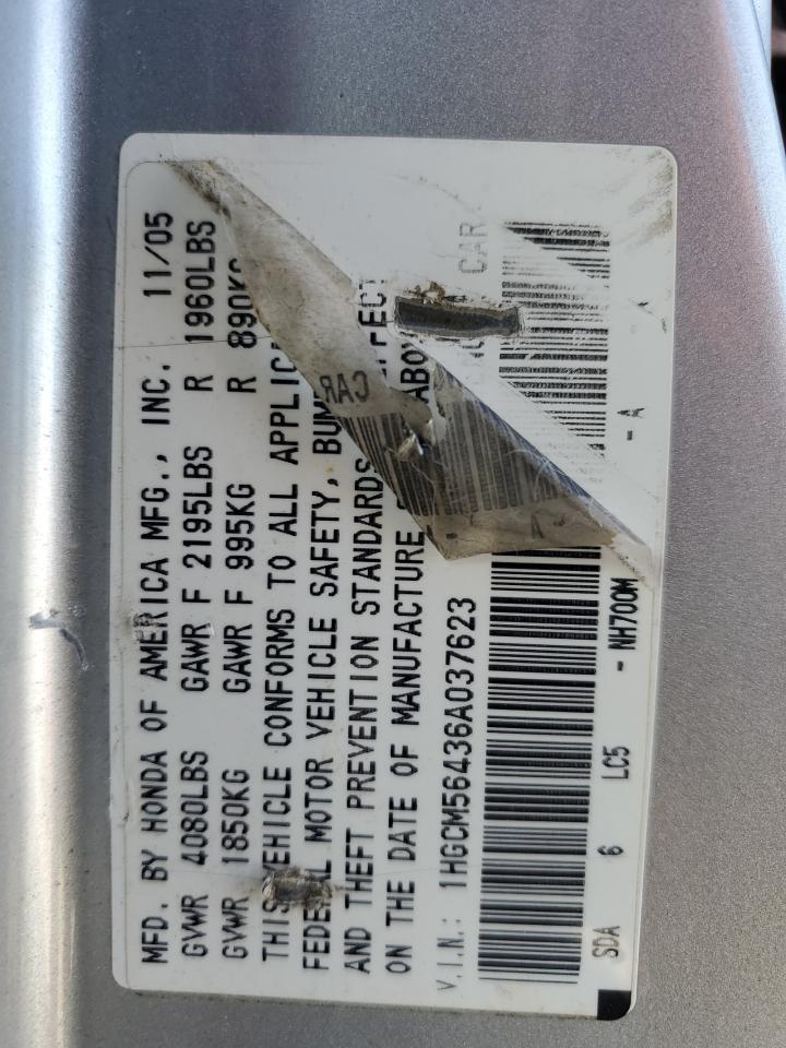 2006 Honda Accord Lx VIN: 1HGCM56436A037623 Lot: 70963455