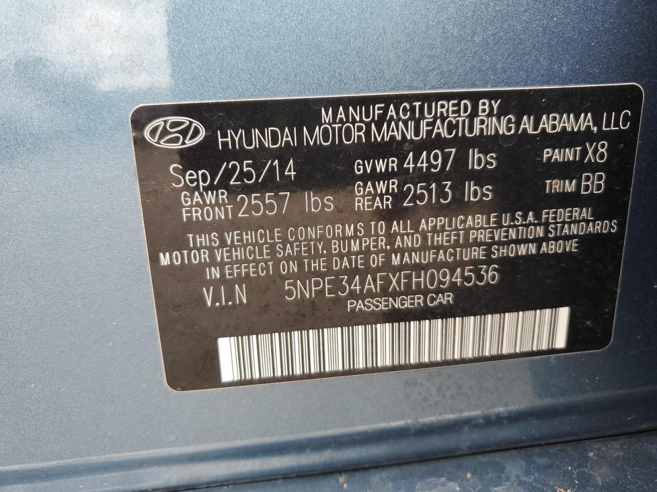 2015 Hyundai Sonata Sport VIN: 5NPE34AFXFH094536 Lot: 71978605