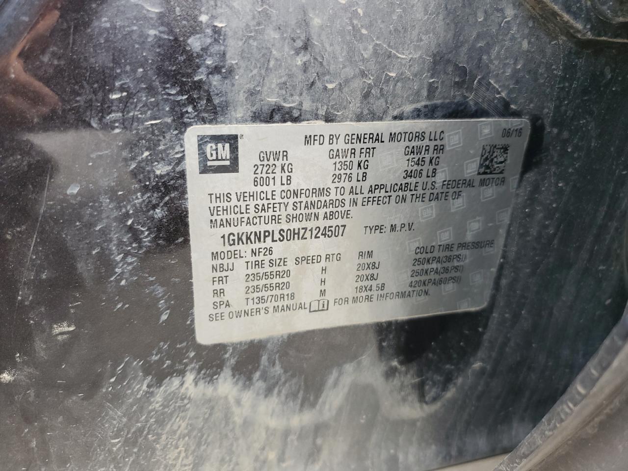 2017 GMC Acadia Denali VIN: 1GKKNPLS0HZ124507 Lot: 85873075