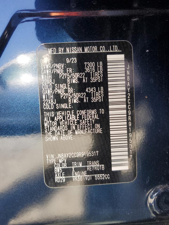 2024 Nissan Armada Platinum VIN: JN8AY2CC9R9195317 Lot: 71748185