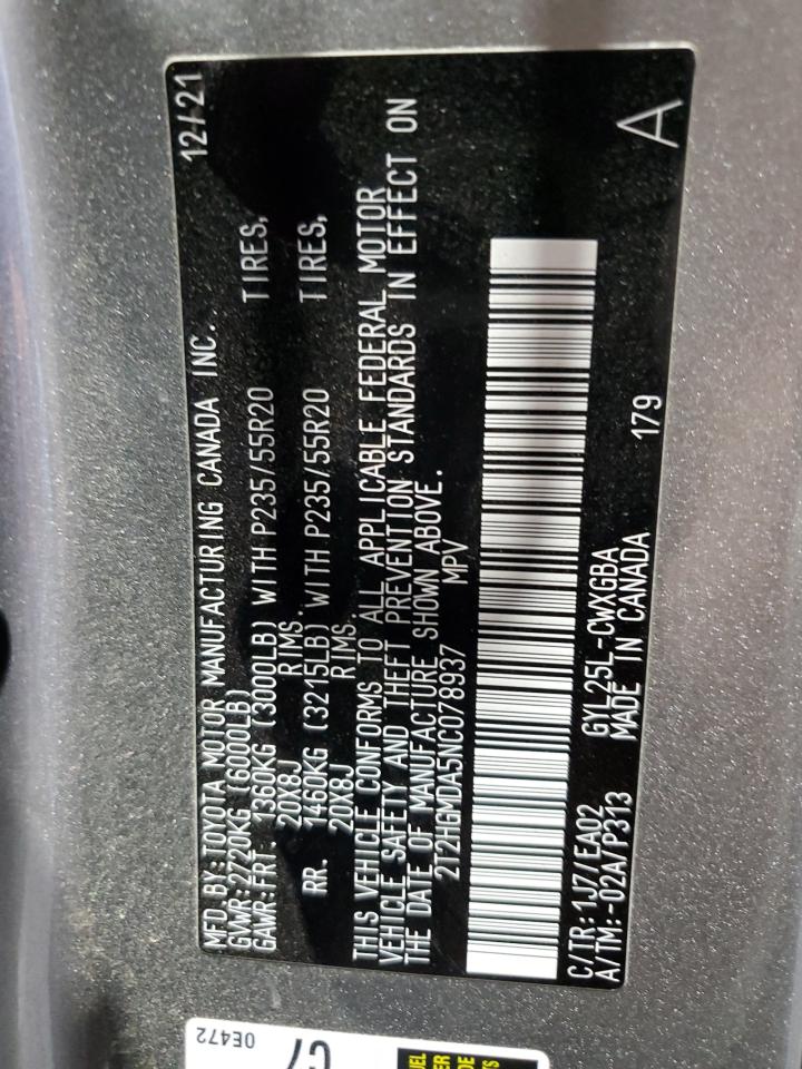 2022 Lexus Rx 450H VIN: 2T2HGMDA5NC078937 Lot: 81457065