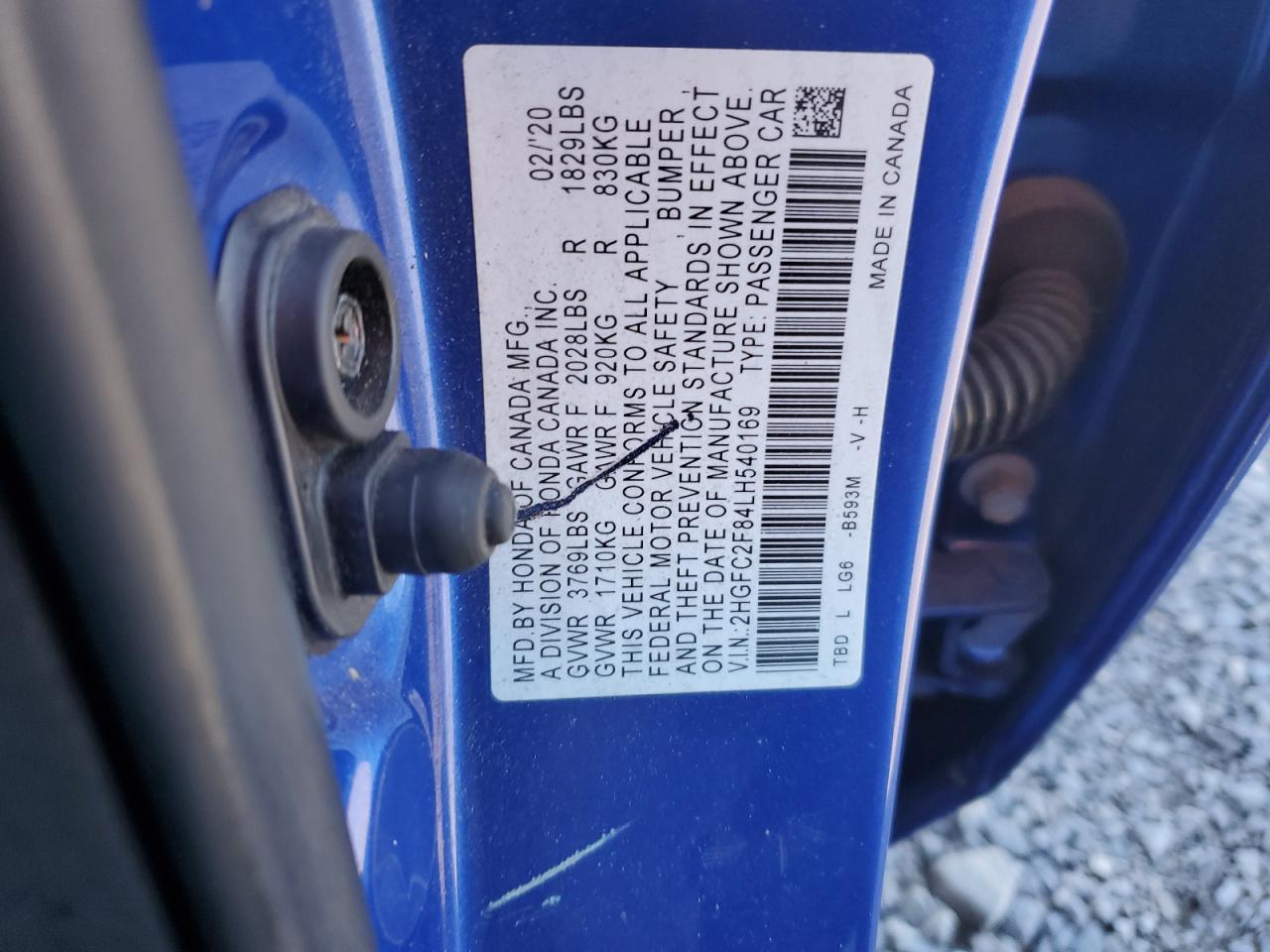 2020 Honda Civic Sport VIN: 2HGFC2F84LH540169 Lot: 71719415