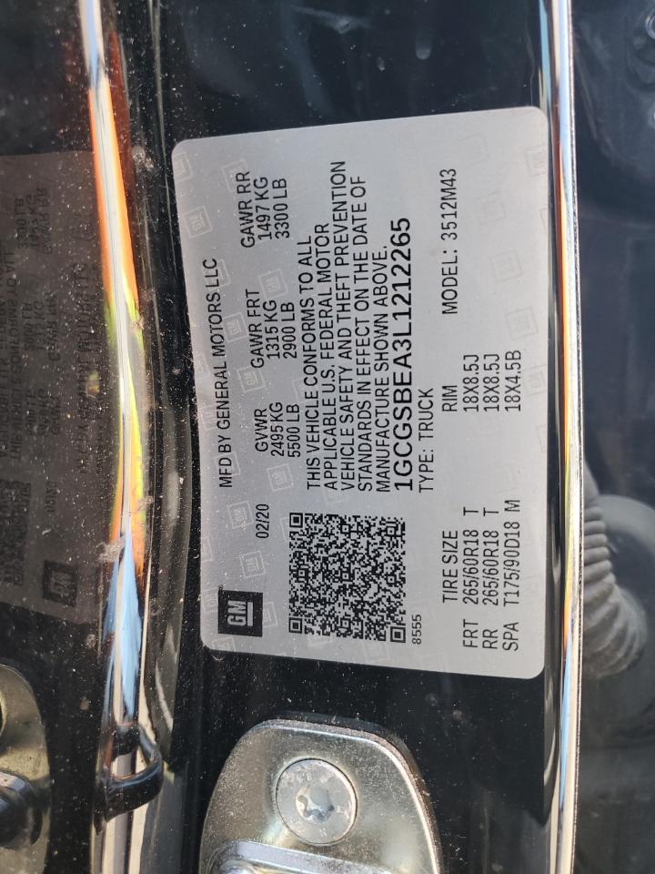 2020 Chevrolet Colorado VIN: 1GCGSBEA3L1212265 Lot: 84911465