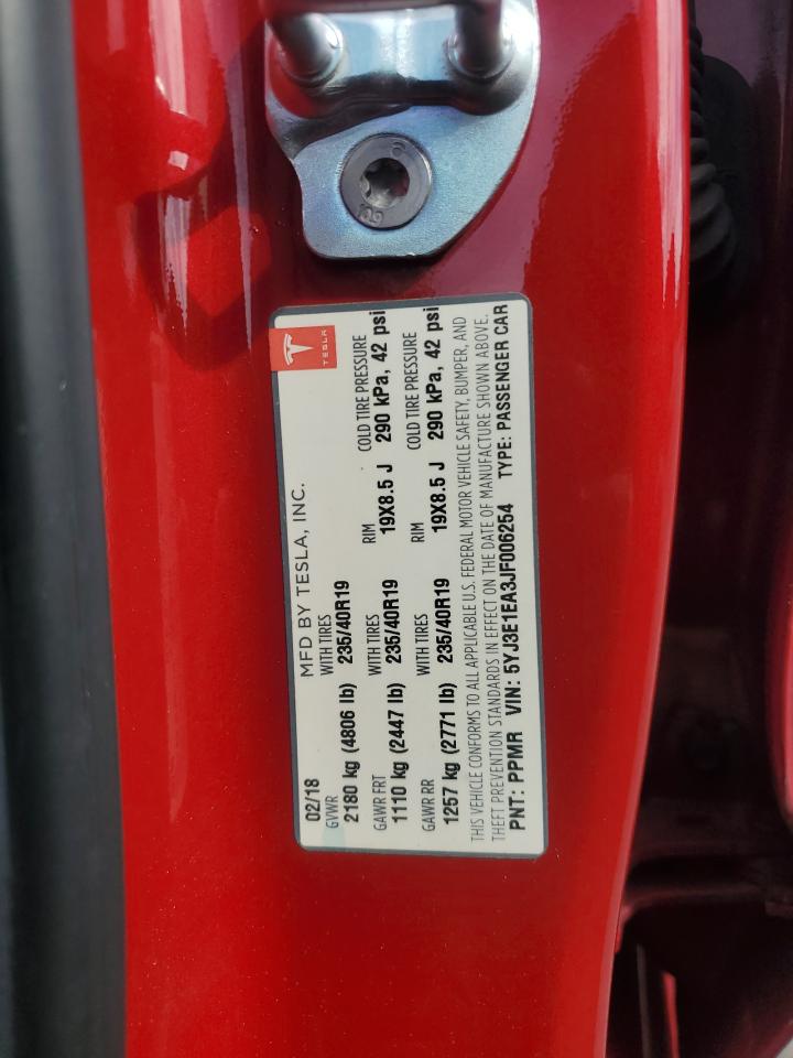 2018 Tesla Model 3 VIN: 5YJ3E1EA3JF006254 Lot: 80823665