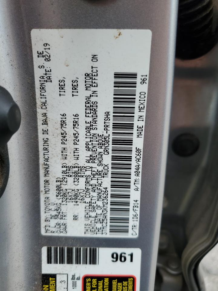 2019 Toyota Tacoma Double Cab VIN: 3TMCZ5AN3KM236264 Lot: 71211705