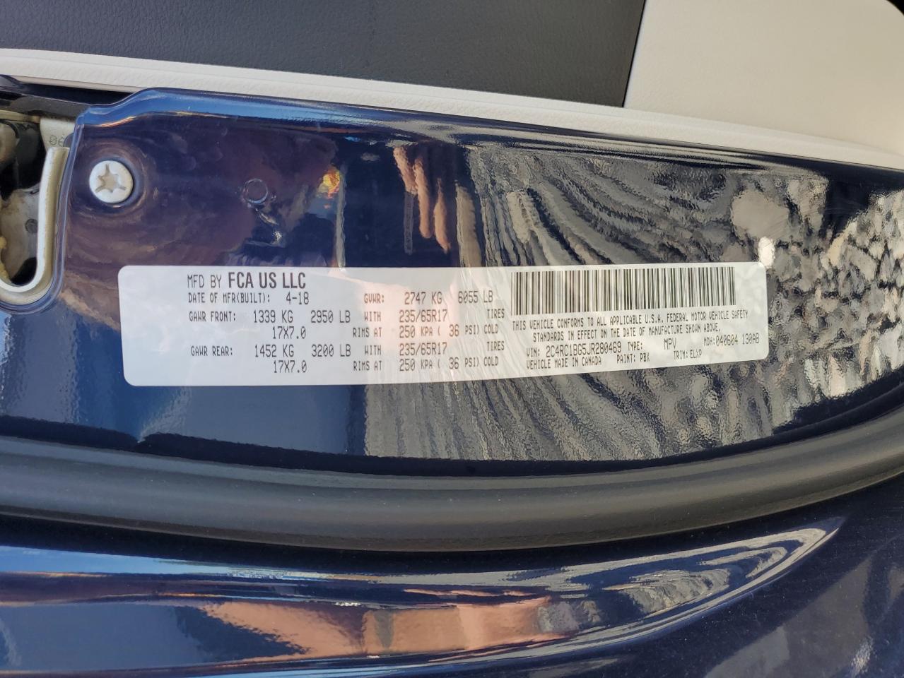 2018 Chrysler Pacifica Touring L VIN: 2C4RC1BG5JR280469 Lot: 80075765