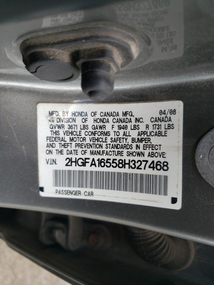 2008 Honda Civic Lx VIN: 2HGFA16558H327468 Lot: 71049155