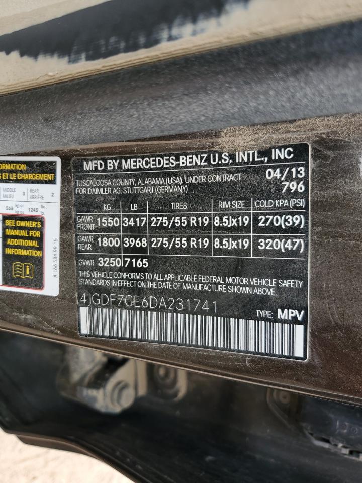 2013 Mercedes-Benz Gl 450 4Matic VIN: 4JGDF7CE6DA231741 Lot: 81635655