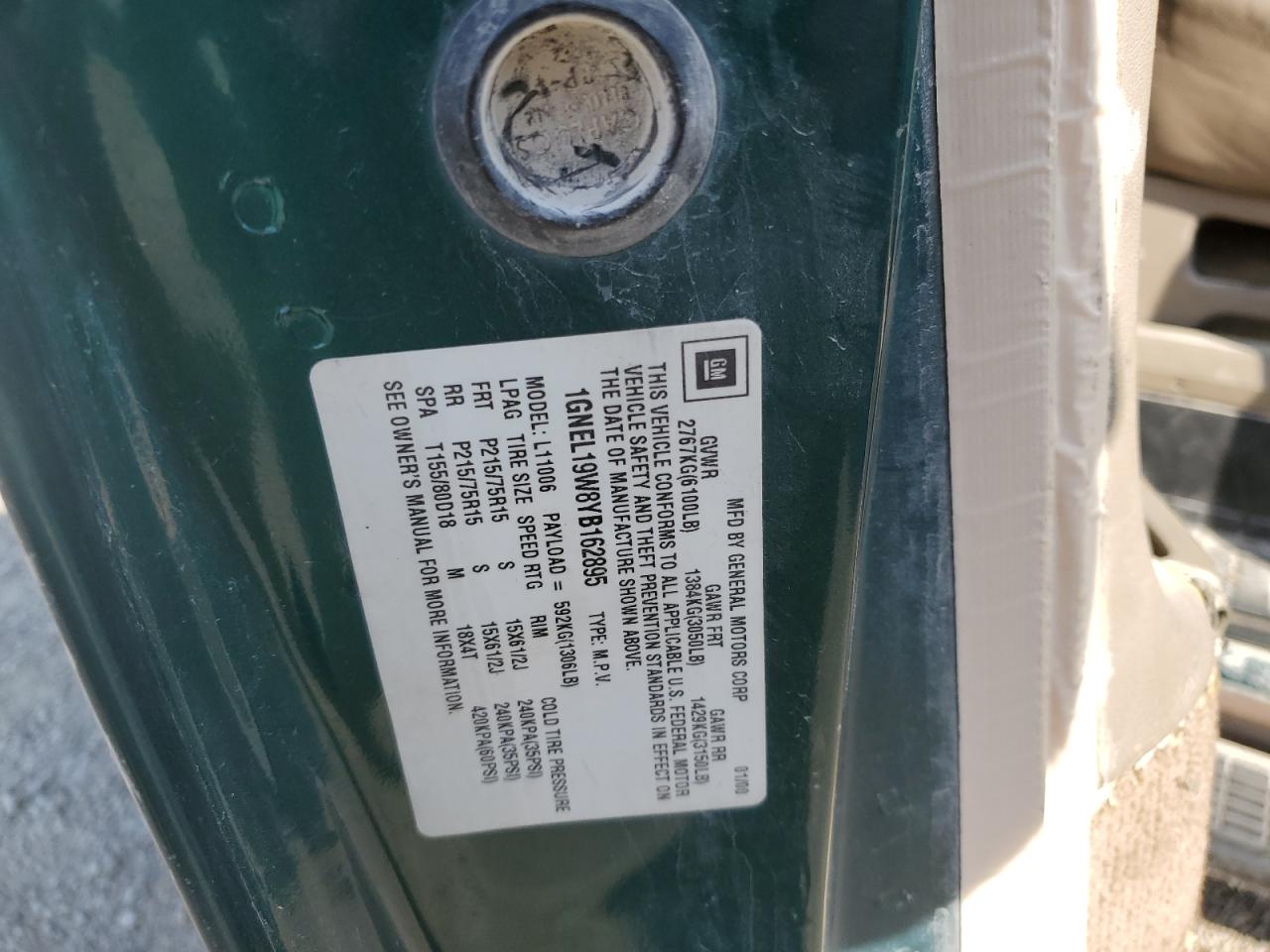 2000 Chevrolet Astro VIN: 1GNEL19W8YB162895 Lot: 71609335