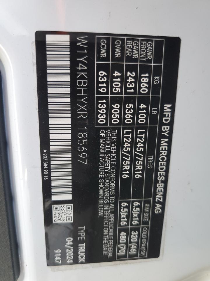 2024 Mercedes-Benz Sprinter 2500 VIN: W1Y4KBHYXRT185697 Lot: 71625945