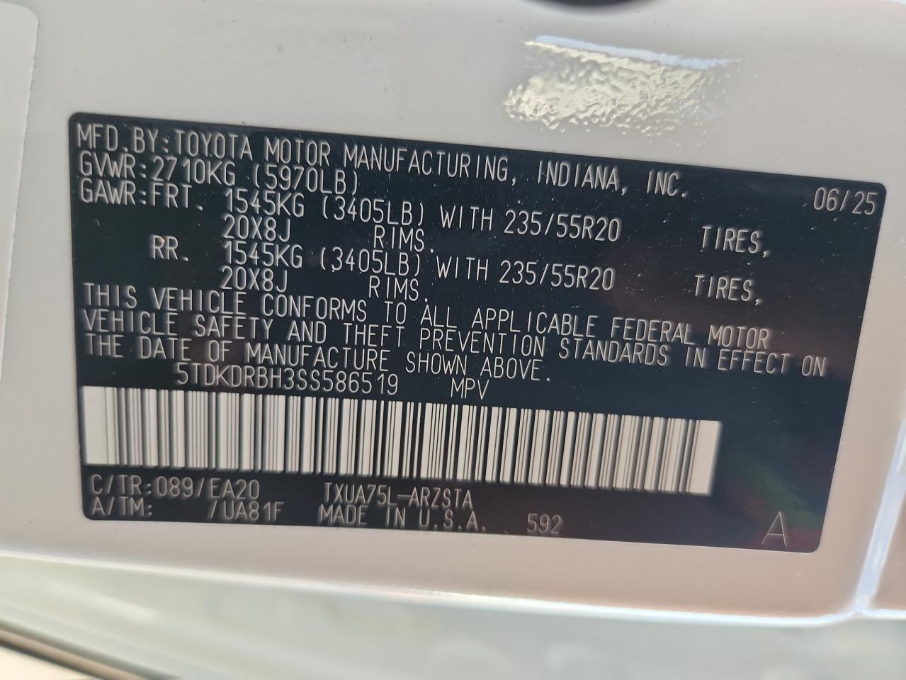 2025 Toyota Highlander Le VIN: 5TDKDRBH3SS586519 Lot: 84416295