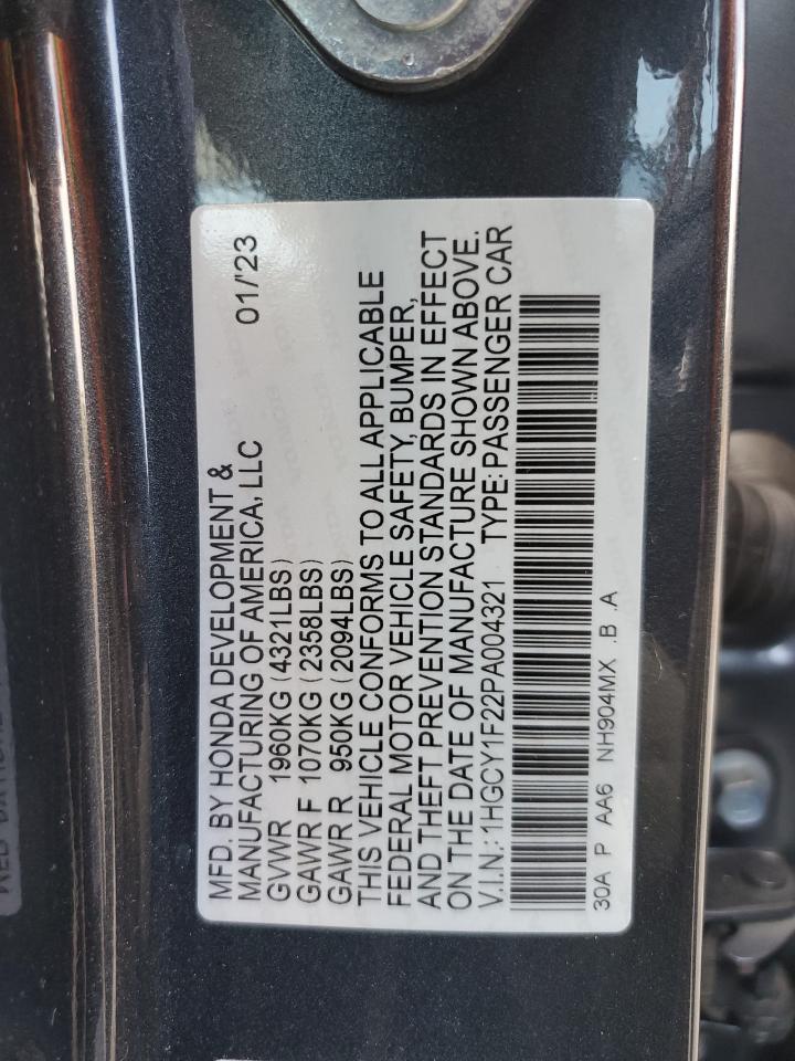 2023 Honda Accord Lx VIN: 1HGCY1F22PA004321 Lot: 71499625