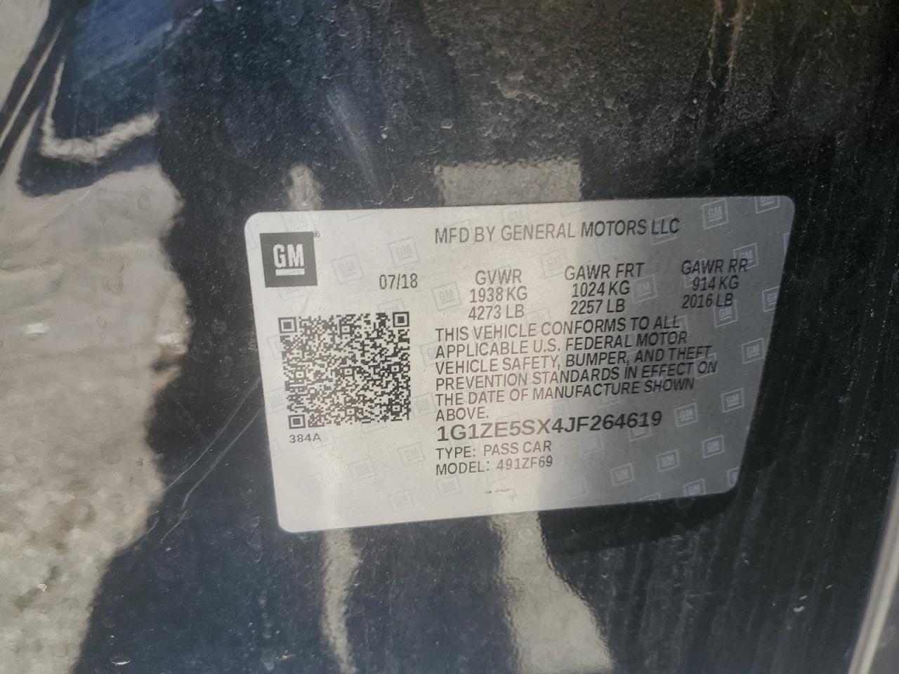 2018 Chevrolet Malibu Premier VIN: 1G1ZE5SX4JF264619 Lot: 81861395