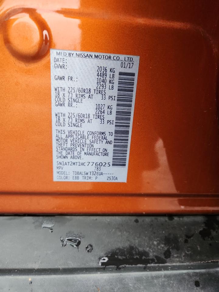 2017 Nissan Rogue S VIN: 5N1AT2MT1HC776025 Lot: 83783335