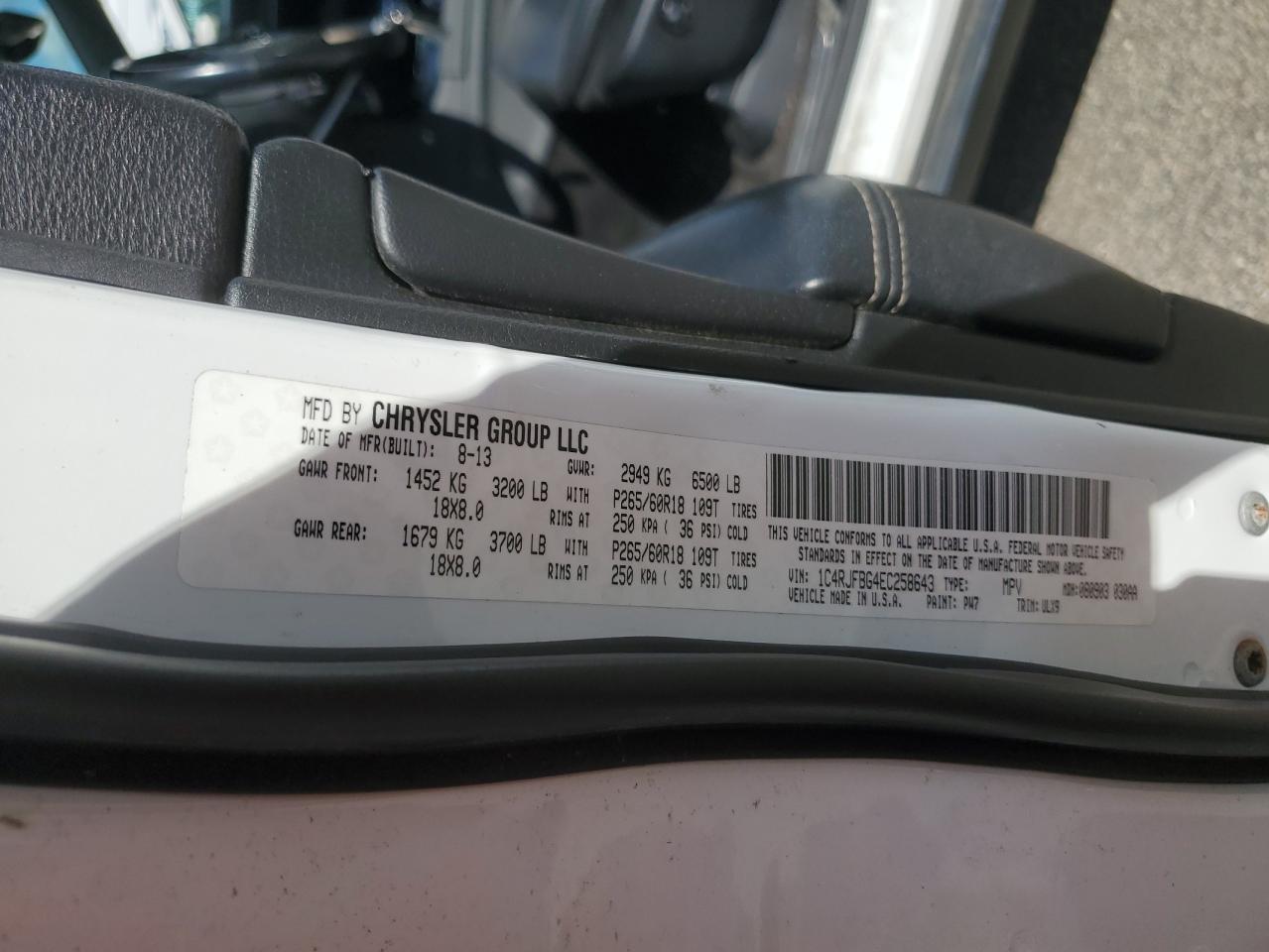 2014 Jeep Grand Cherokee Limited VIN: 1C4RJFBG4EC258643 Lot: 71104175