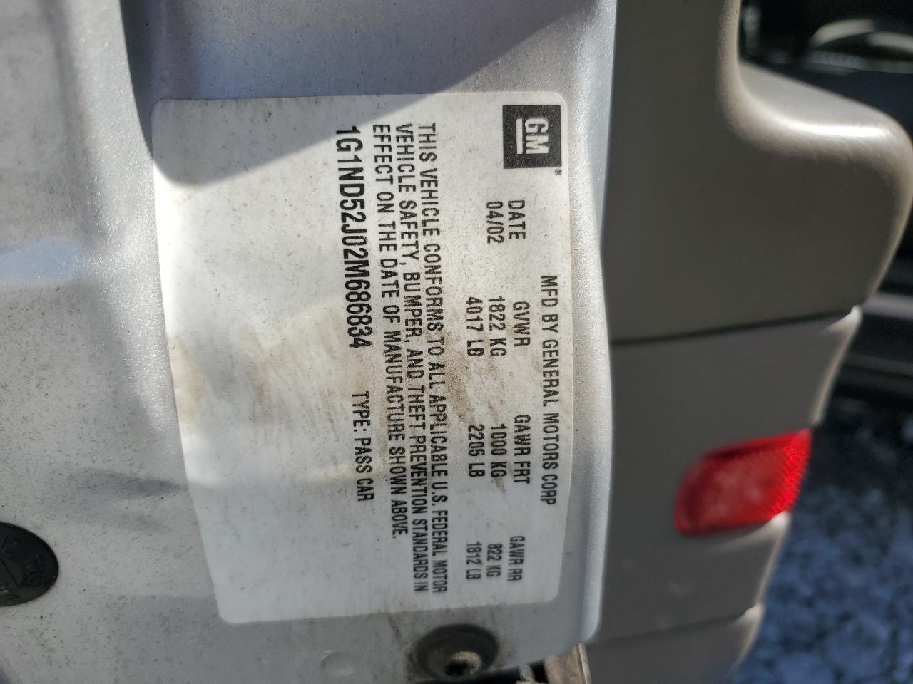 2002 Chevrolet Malibu VIN: 1G1ND52J02M686834 Lot: 84633435