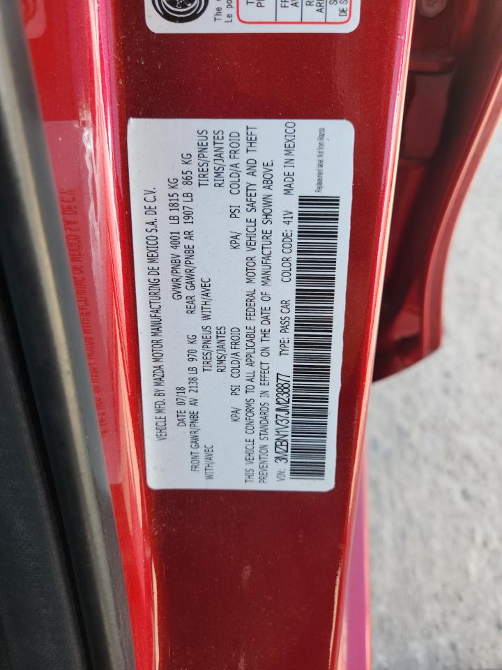 2018 Mazda 3 Touring VIN: 3MZBN1V37JM238877 Lot: 80275175