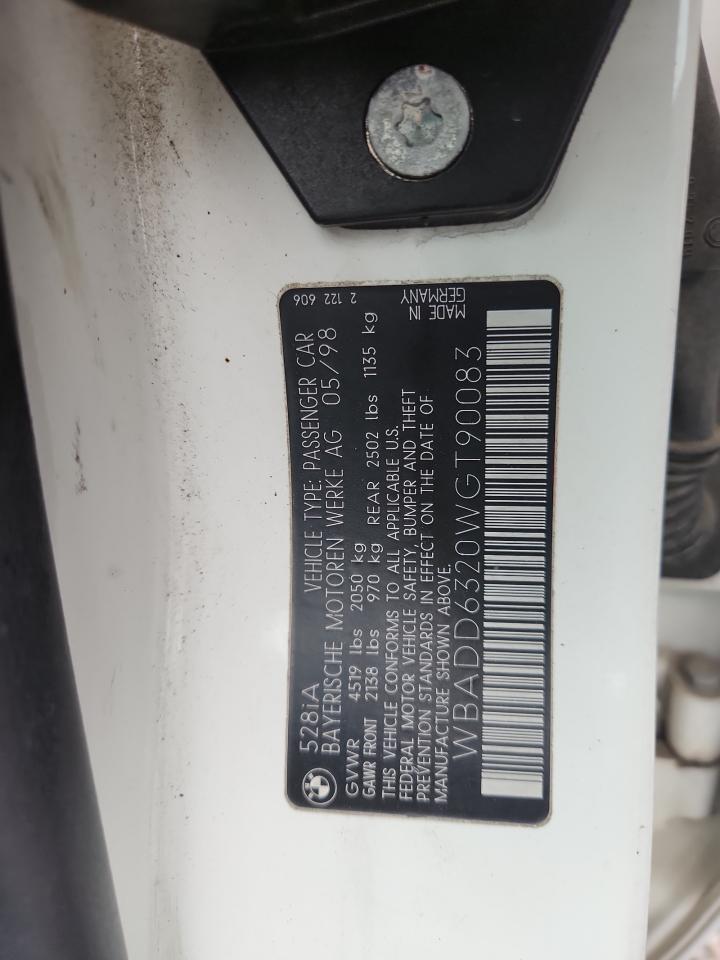 1998 BMW 528 I Automatic VIN: WBADD6320WGT90083 Lot: 82078565