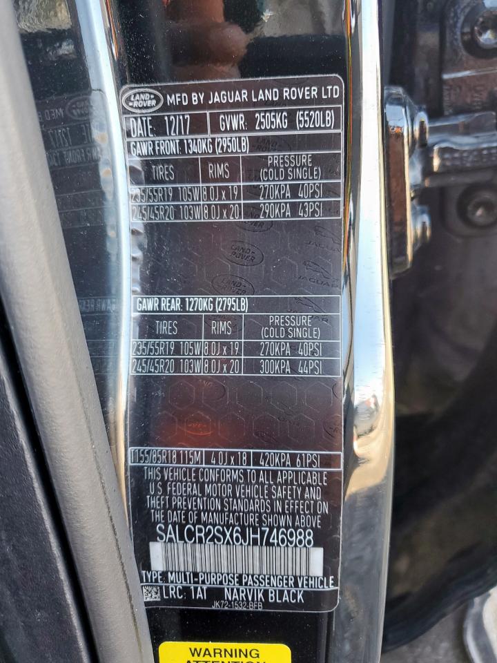 2018 Land Rover Discovery Sport Hse VIN: SALCR2SX6JH746988 Lot: 83750855