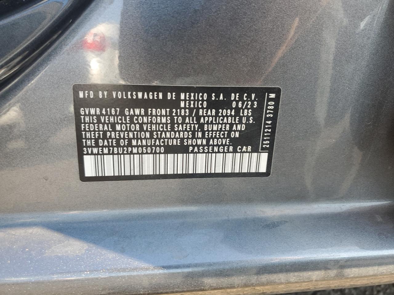 2023 Volkswagen Jetta Se VIN: 3VWEM7BU2PM050700 Lot: 80948455