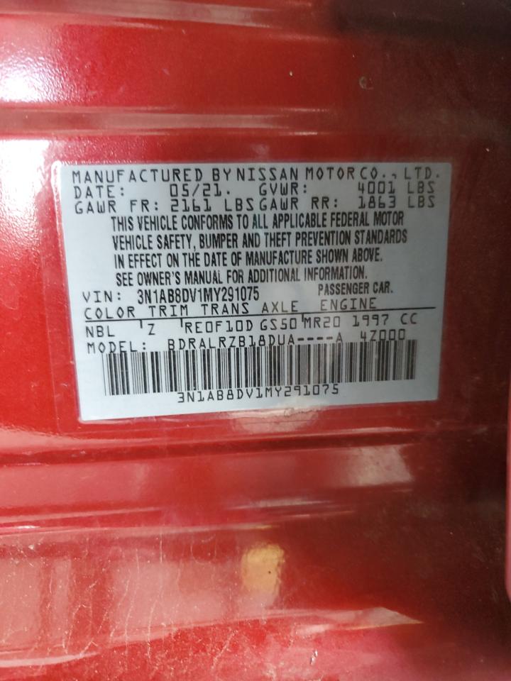 2021 Nissan Sentra Sr VIN: 3N1AB8DV1MY291075 Lot: 81904605